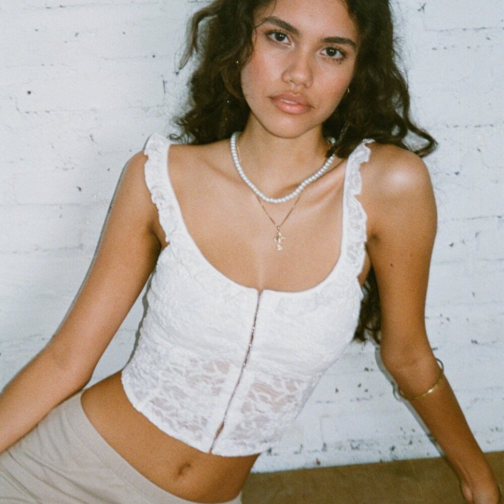 Motel Rocks Laru Ivory Lace Corset Top Size S NWT